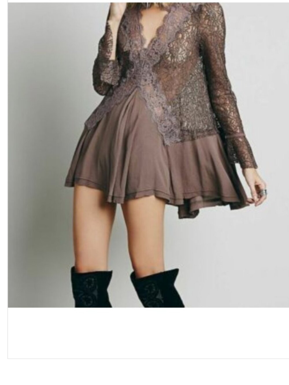 Free People Tell Tale Secret Origins Lace Tunic Mini Dress M
